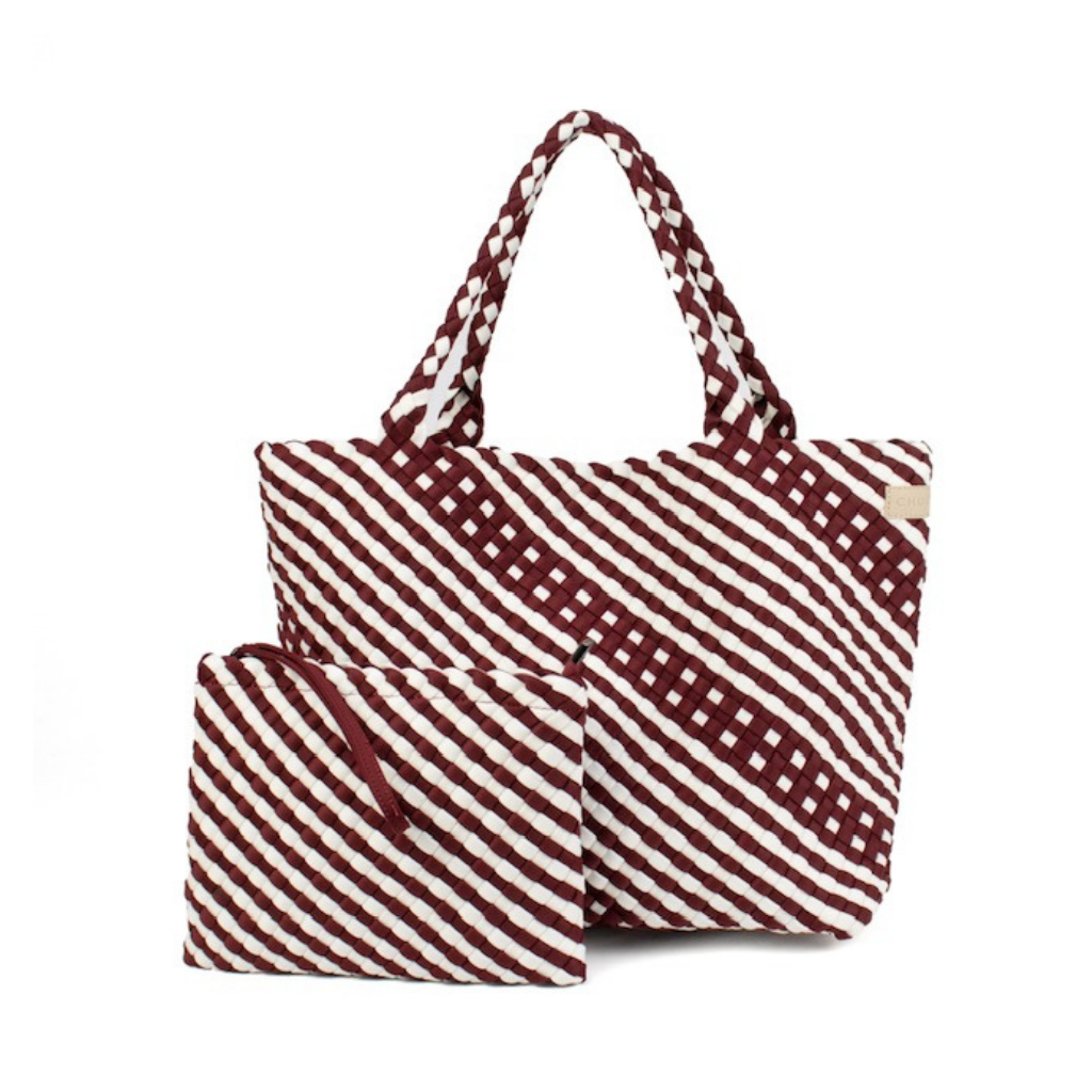 Woven Neoprene Coco Large Tote Maroon