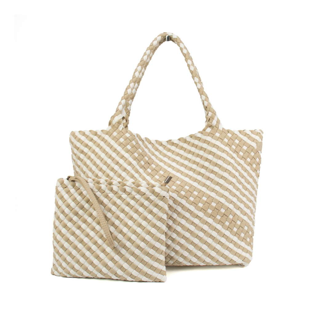 Woven Neoprene Coco Large Tote Beige - Chuchka