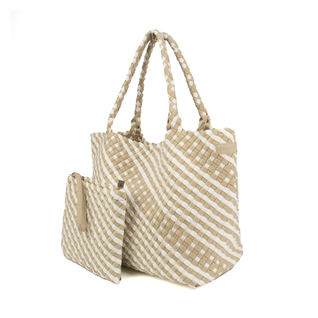 Woven Neoprene Coco Large Tote Beige - Chuchka