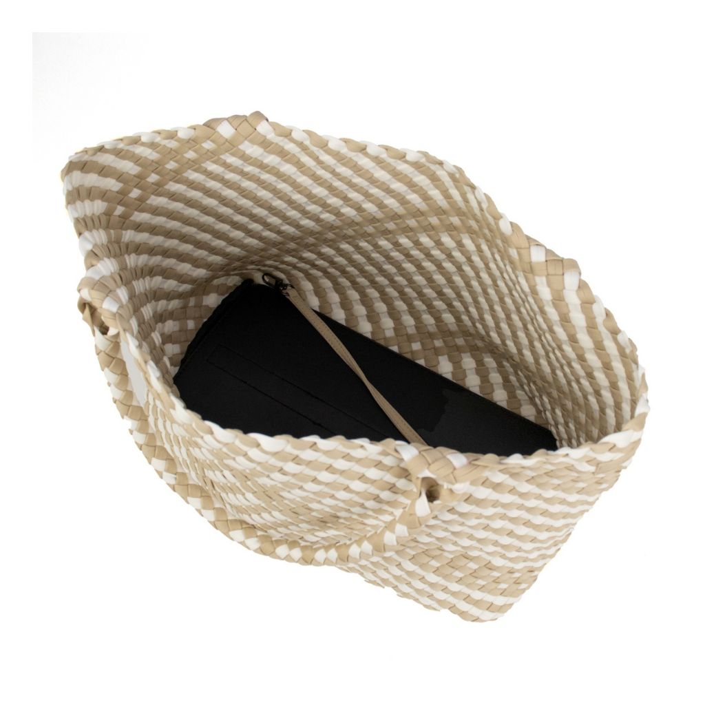 Woven Neoprene Coco Large Tote Beige - Chuchka