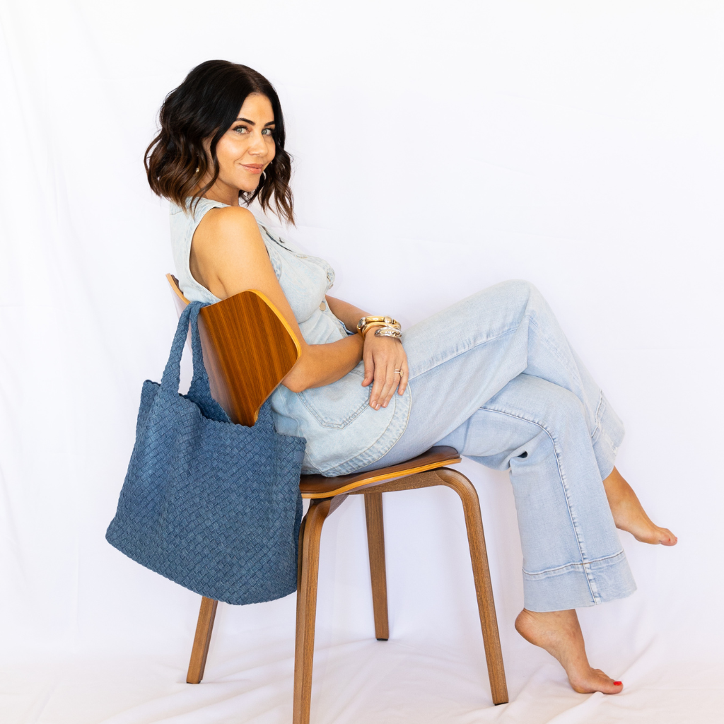 Leigh Woven Neoprene Tote - Blue Denim