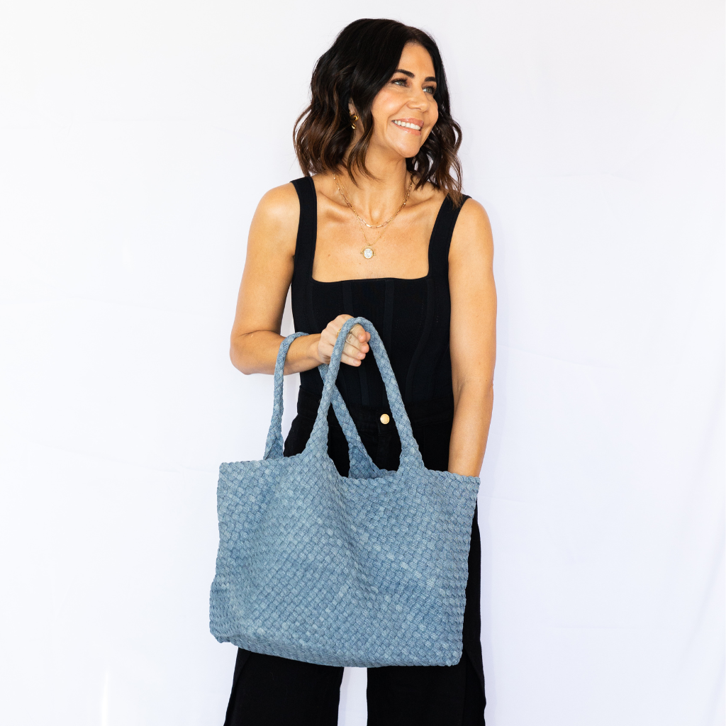 Leigh Woven Neoprene X-Large Tote - Light Denim