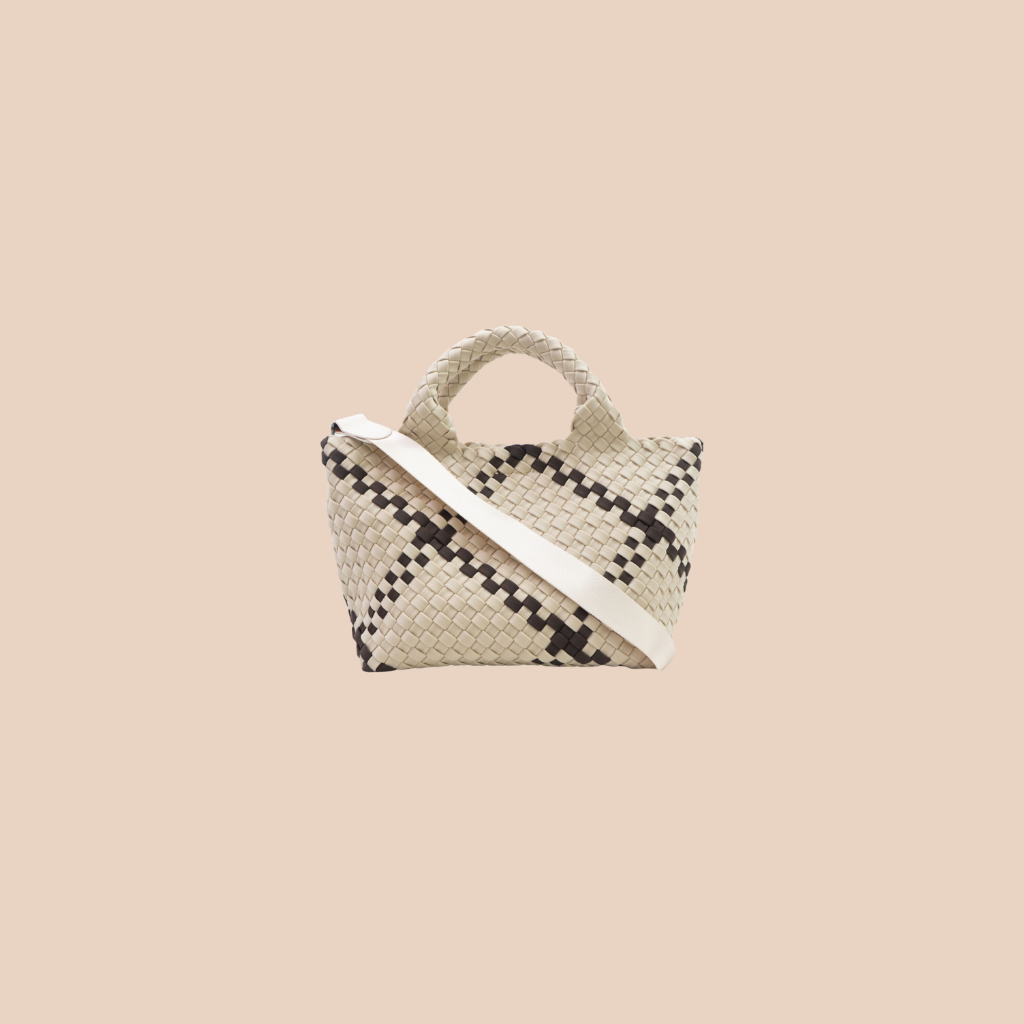 Woven Neoprene Mini Tote - Beige/Brown