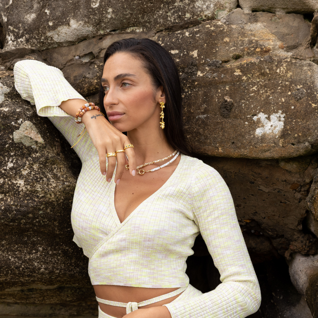 Farrah Beaded Necklace - Nude