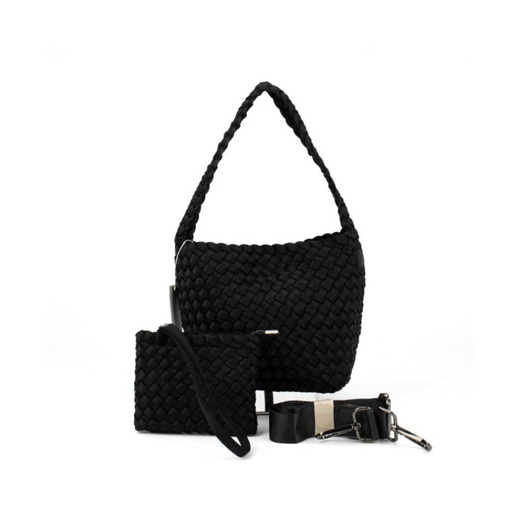 Woven Neoprene Poppy Tote Black