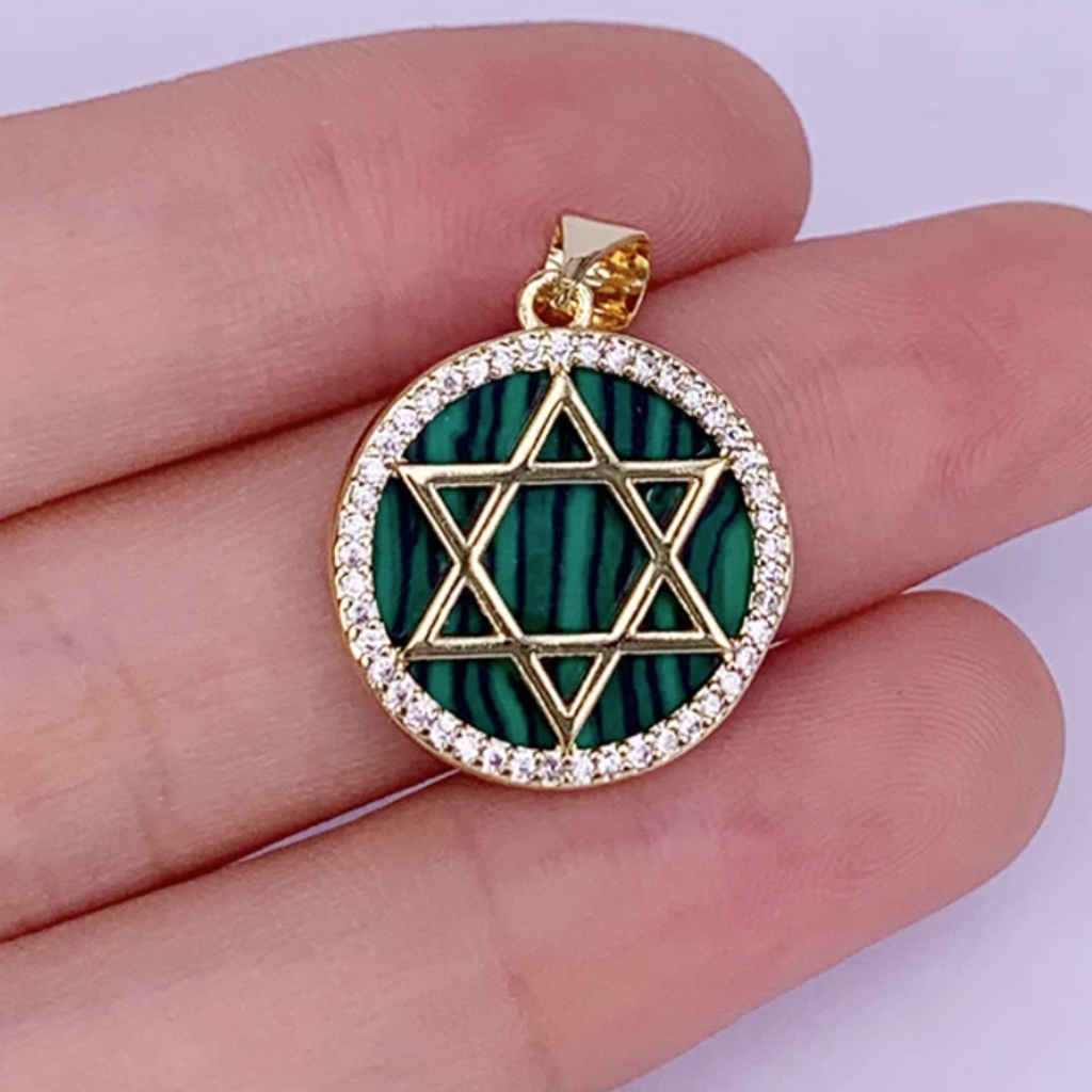 Liat Magen David Necklace Green - Chuchka
