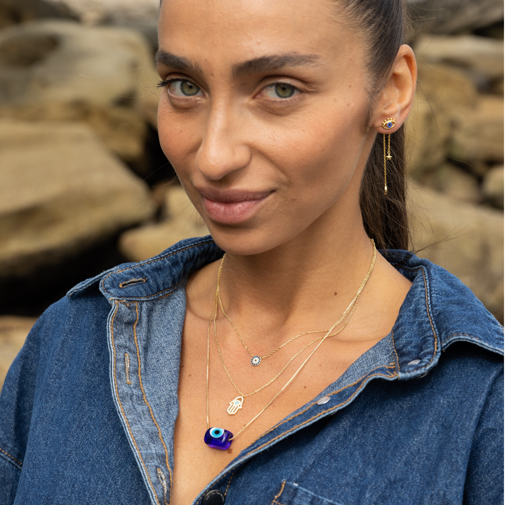 Yael Glass Bead Necklace - Navy