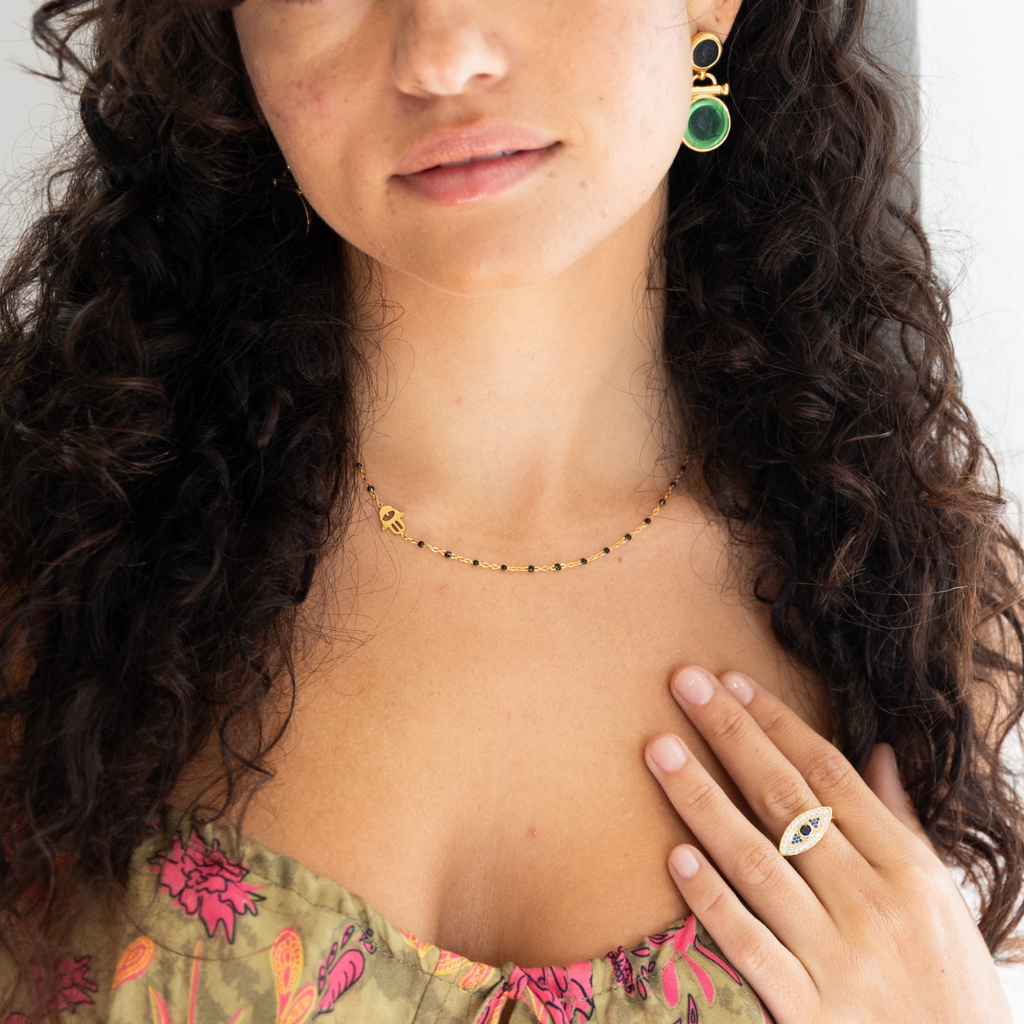 Mini Hamsa Bead Necklace