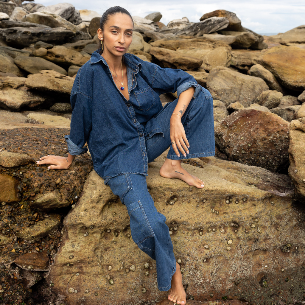 Yael Glass Bead Necklace - Navy