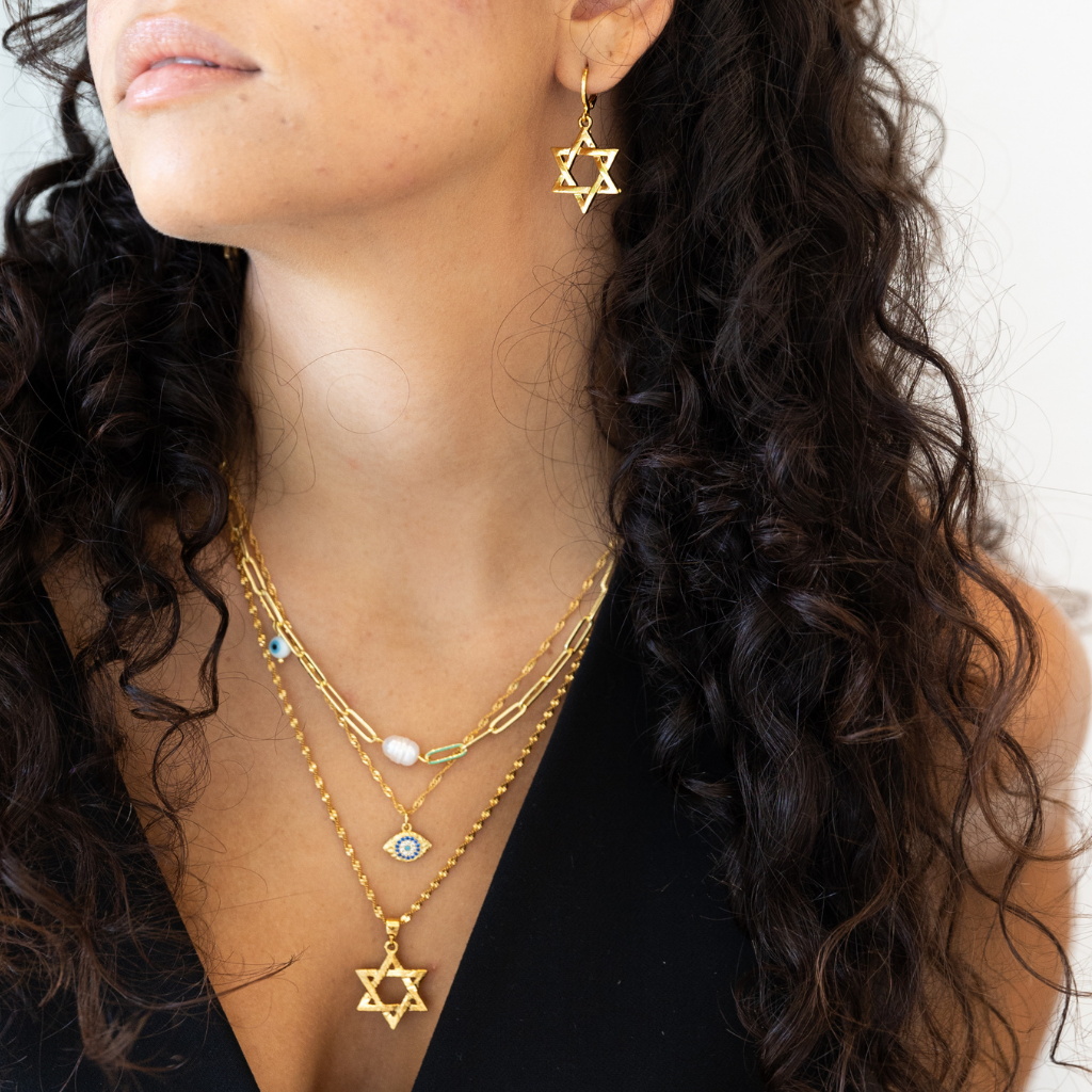 Magen David Necklace and Earrings Set