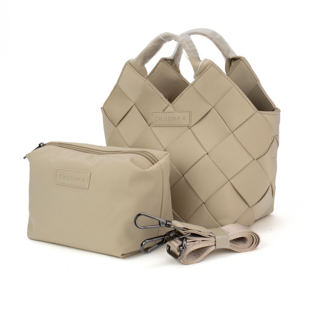 Woven Neoprene Bella Tote - Beige