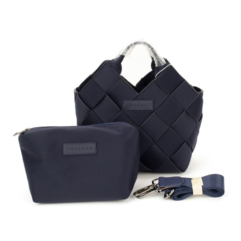 Woven Neoprene Bella Tote - Navy
