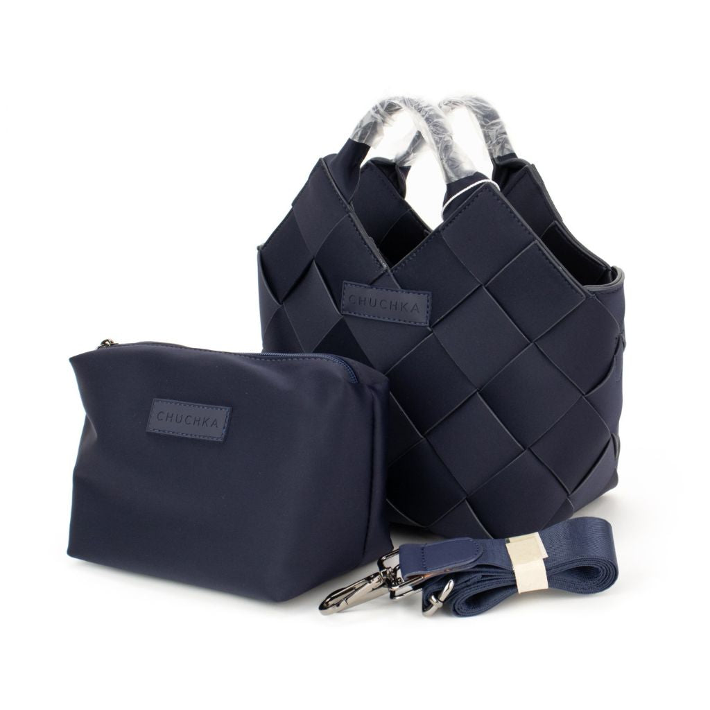 Woven Neoprene Bella Tote - Navy