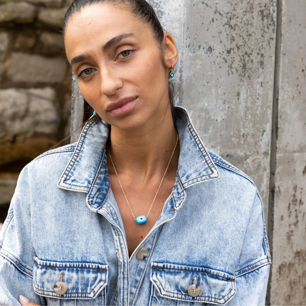 Yael Glass Bead Necklace - Turquoise