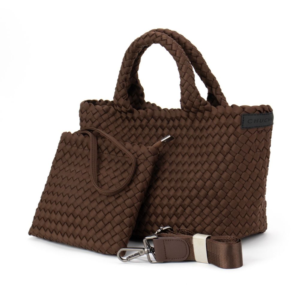 Woven Neoprene Mini Tote - Choc Brown