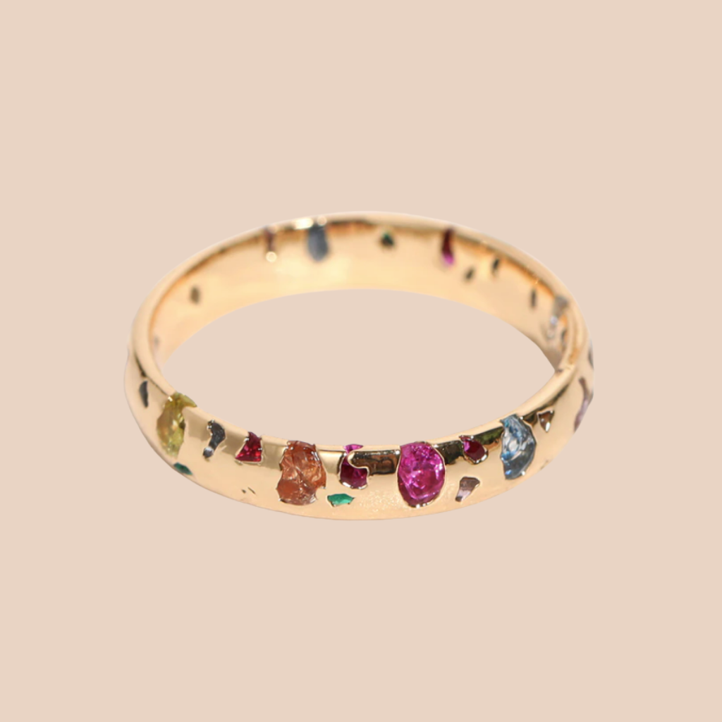 Thin Gem Speckle Ring