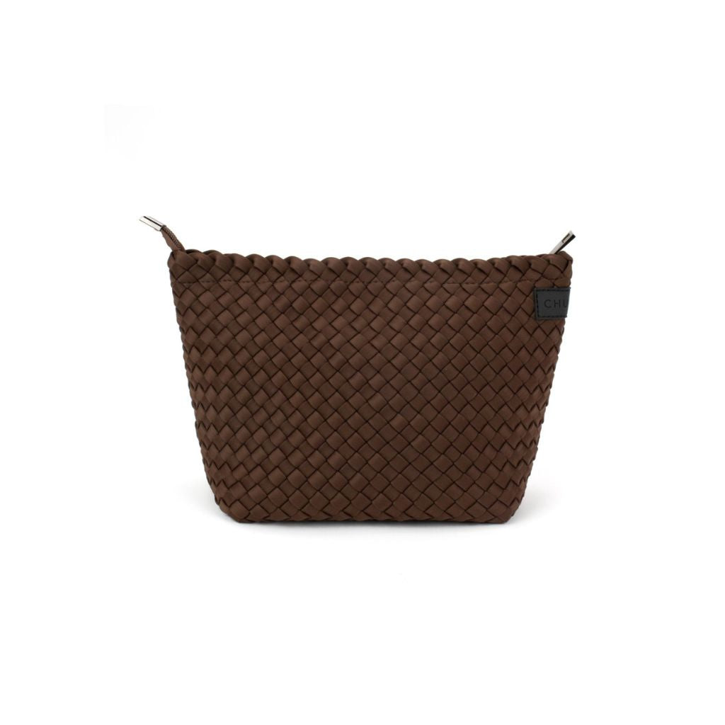 Woven Neoprene Cosmetic Pouch - Choc Brown