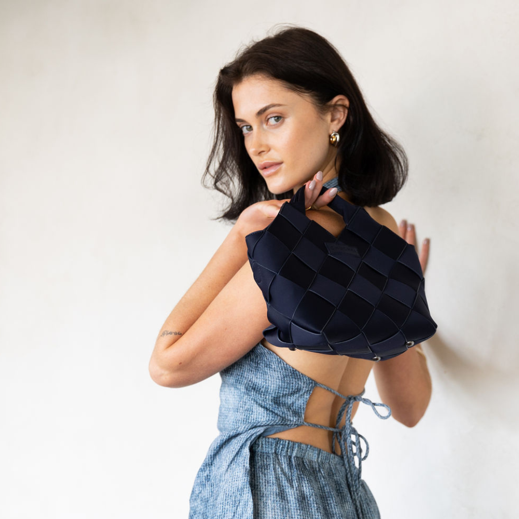 Woven Neoprene Bella Tote - Navy