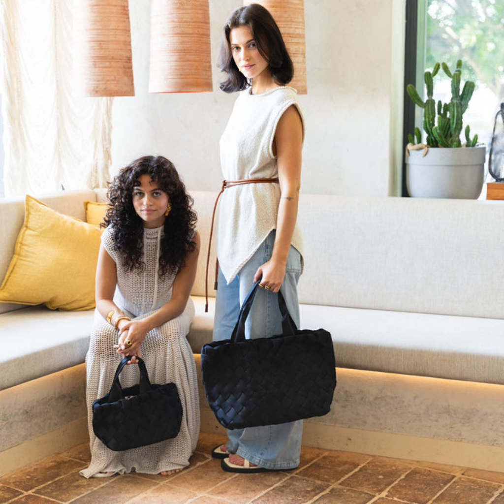 Woven Neoprene Large Tote - Large Weave Black