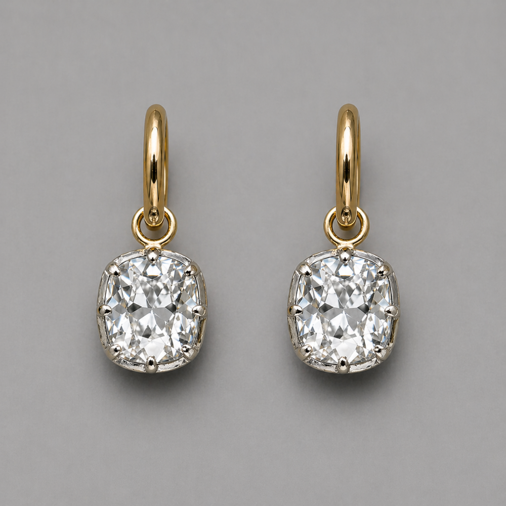 Cushion Cut Drop Earrings