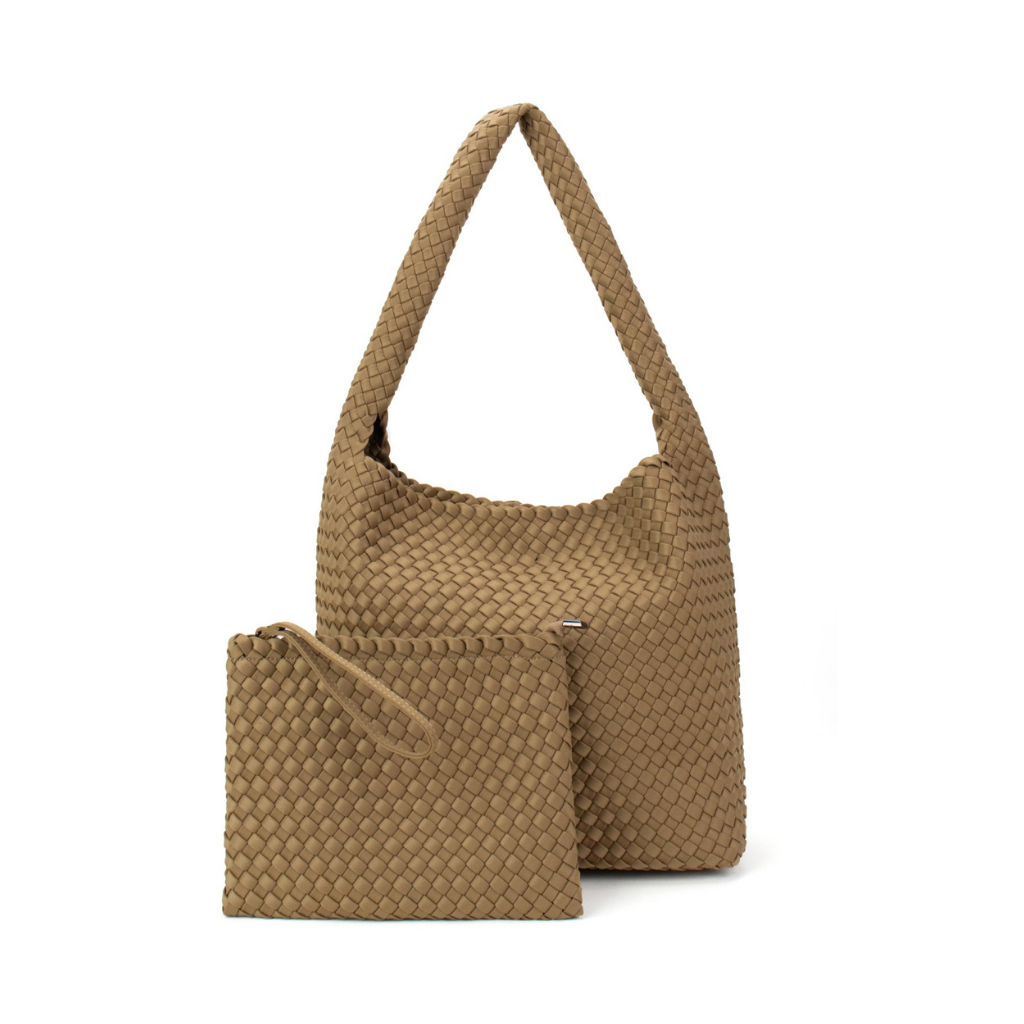 Woven Neoprene One Shoulder Tote Nude