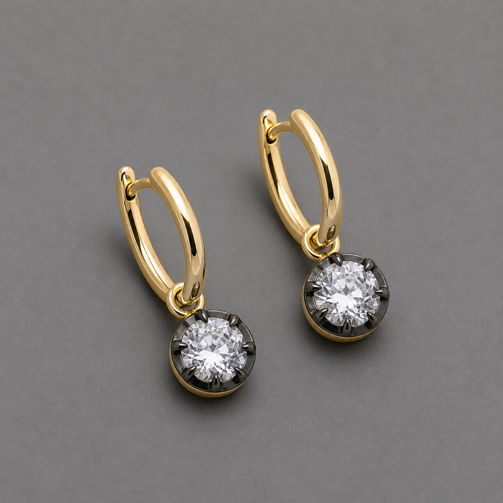 Round Cut Drop Earrings