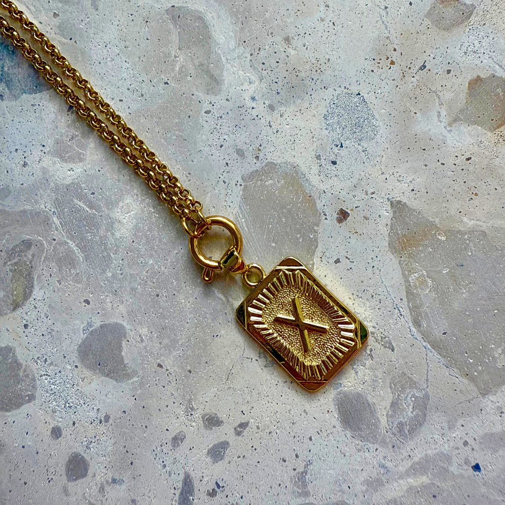 Custom Vintage Initial Pendant Necklace