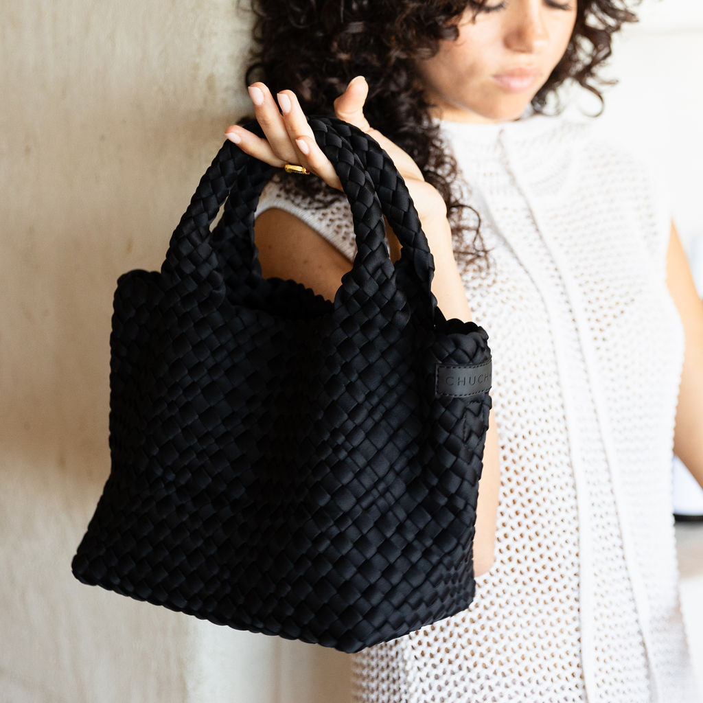 Woven Neoprene Mini Tote - Black