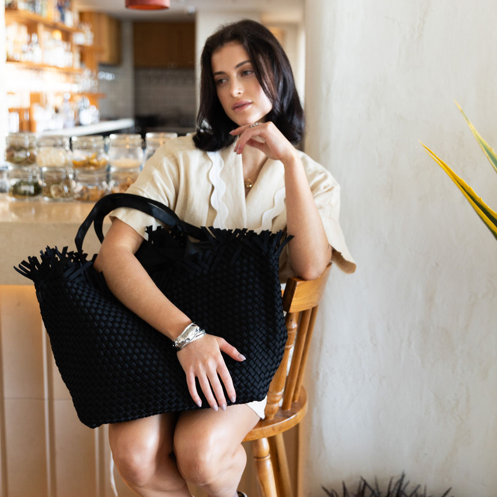 Large black beach bag deals