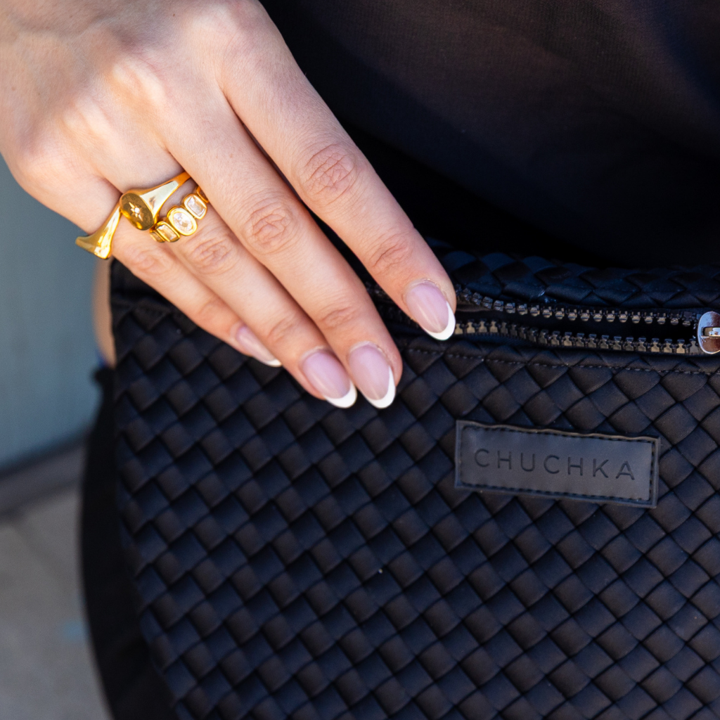 Woven Neoprene Belt Bag Black