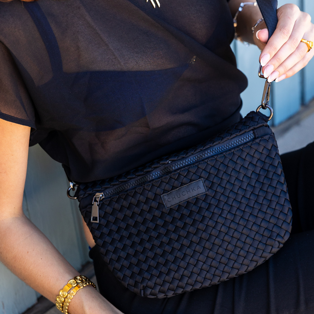 Woven Neoprene Belt Bag Black