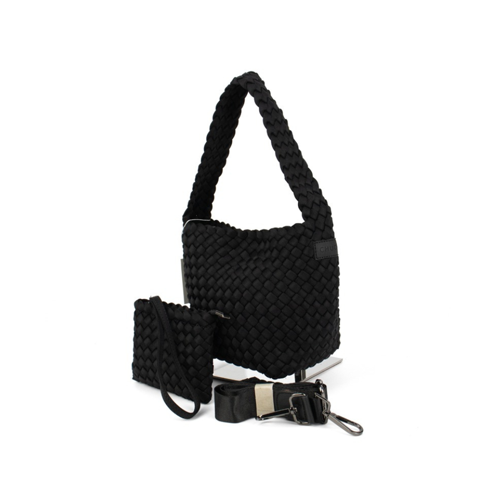 Woven Neoprene Poppy Tote Black