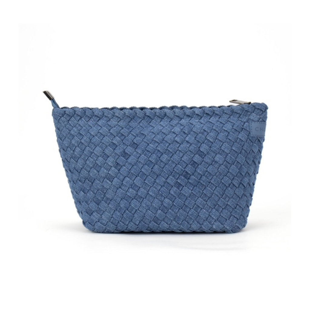 Leigh Woven Neoprene Clutch - Blue Denim