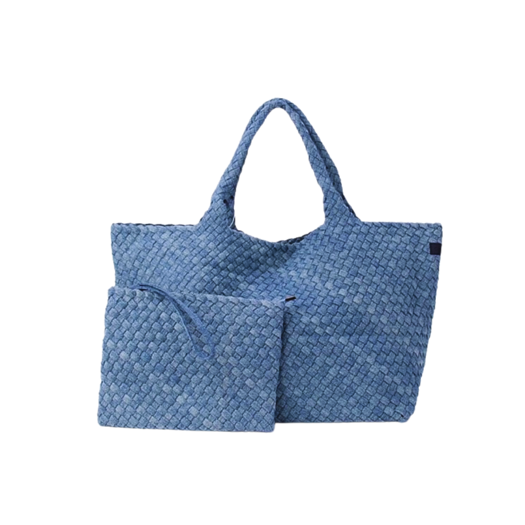 Leigh Woven Neoprene Tote - Blue Denim