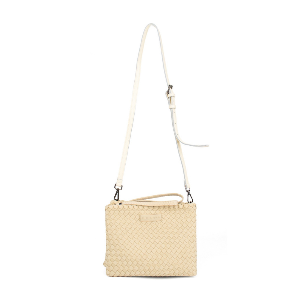 Woven Neoprene Double Pouch Bag Beige