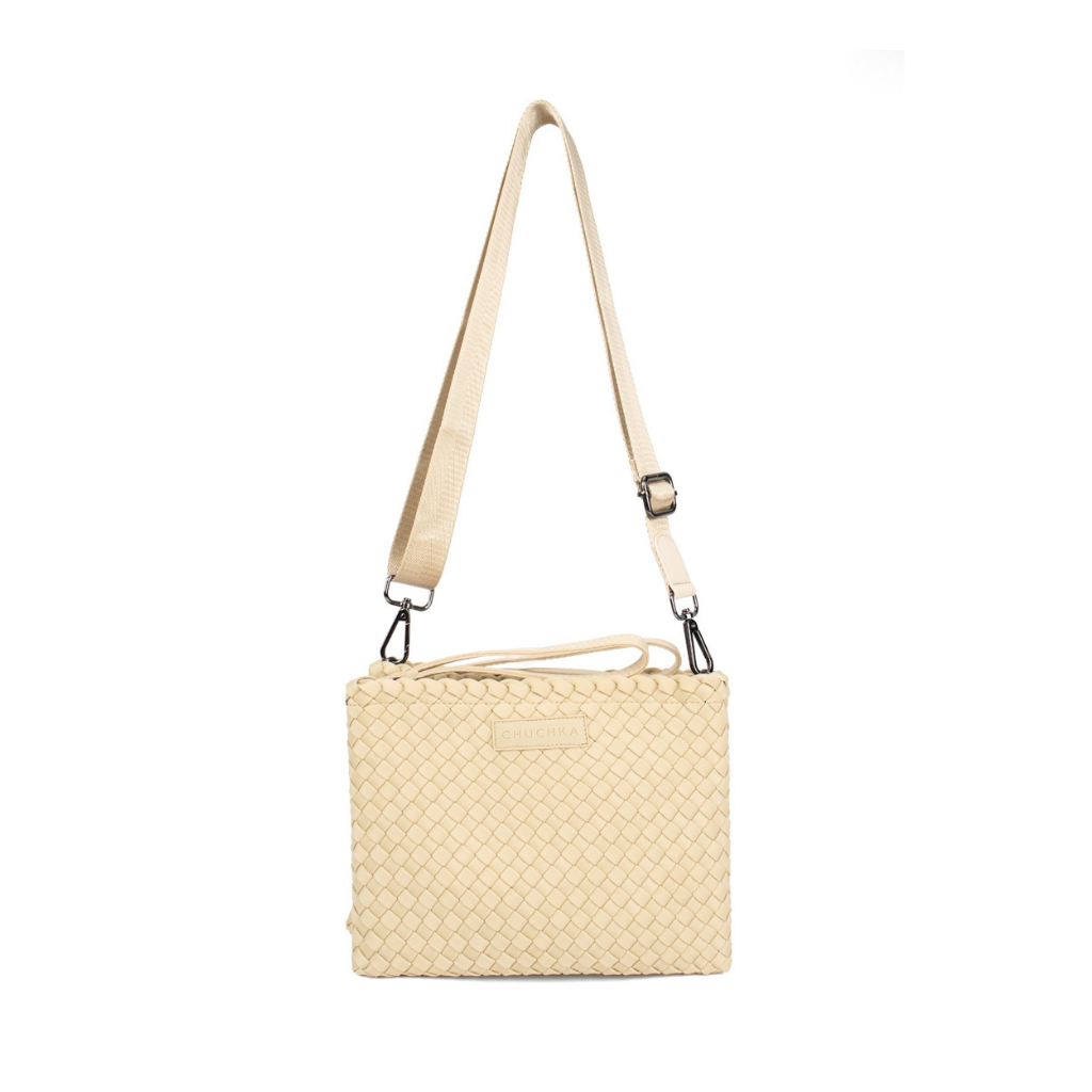 Woven Neoprene Double Pouch Bag Beige