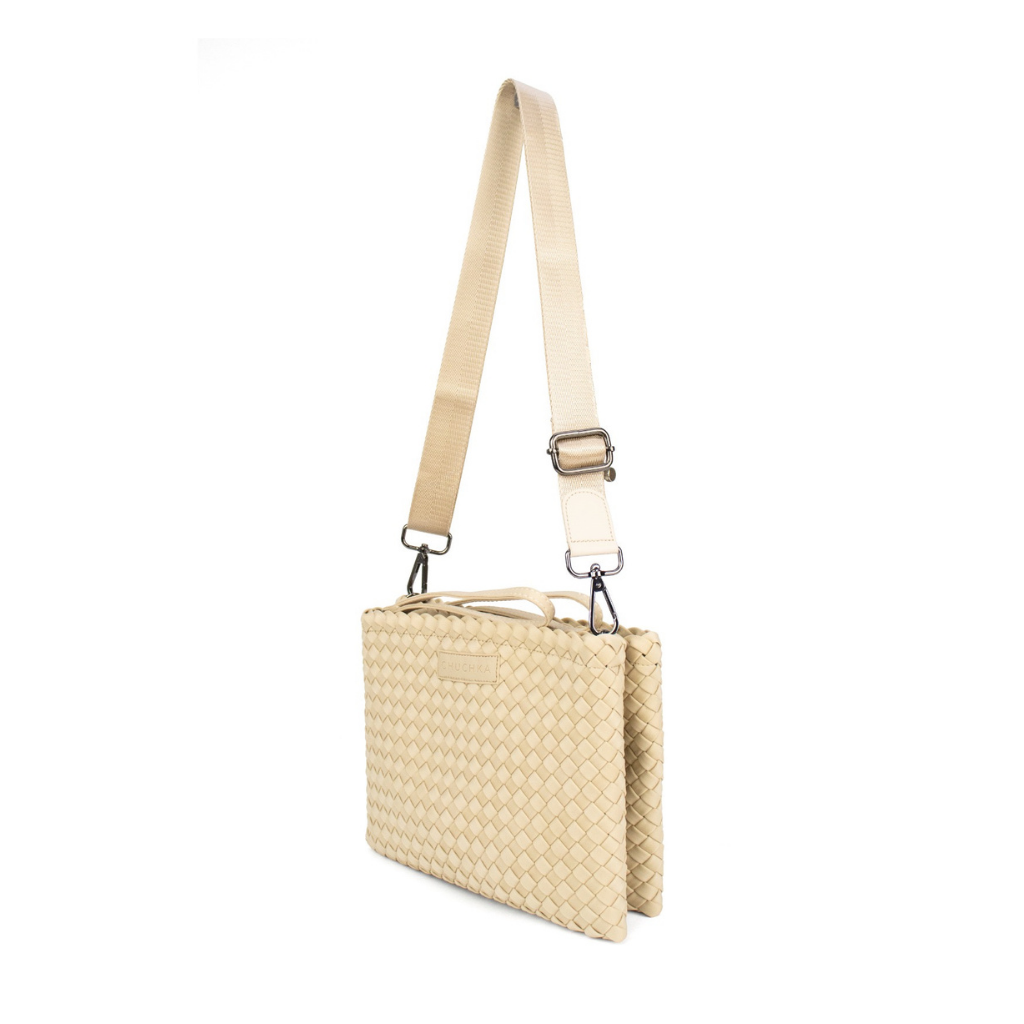 Woven Neoprene Double Pouch Bag Beige