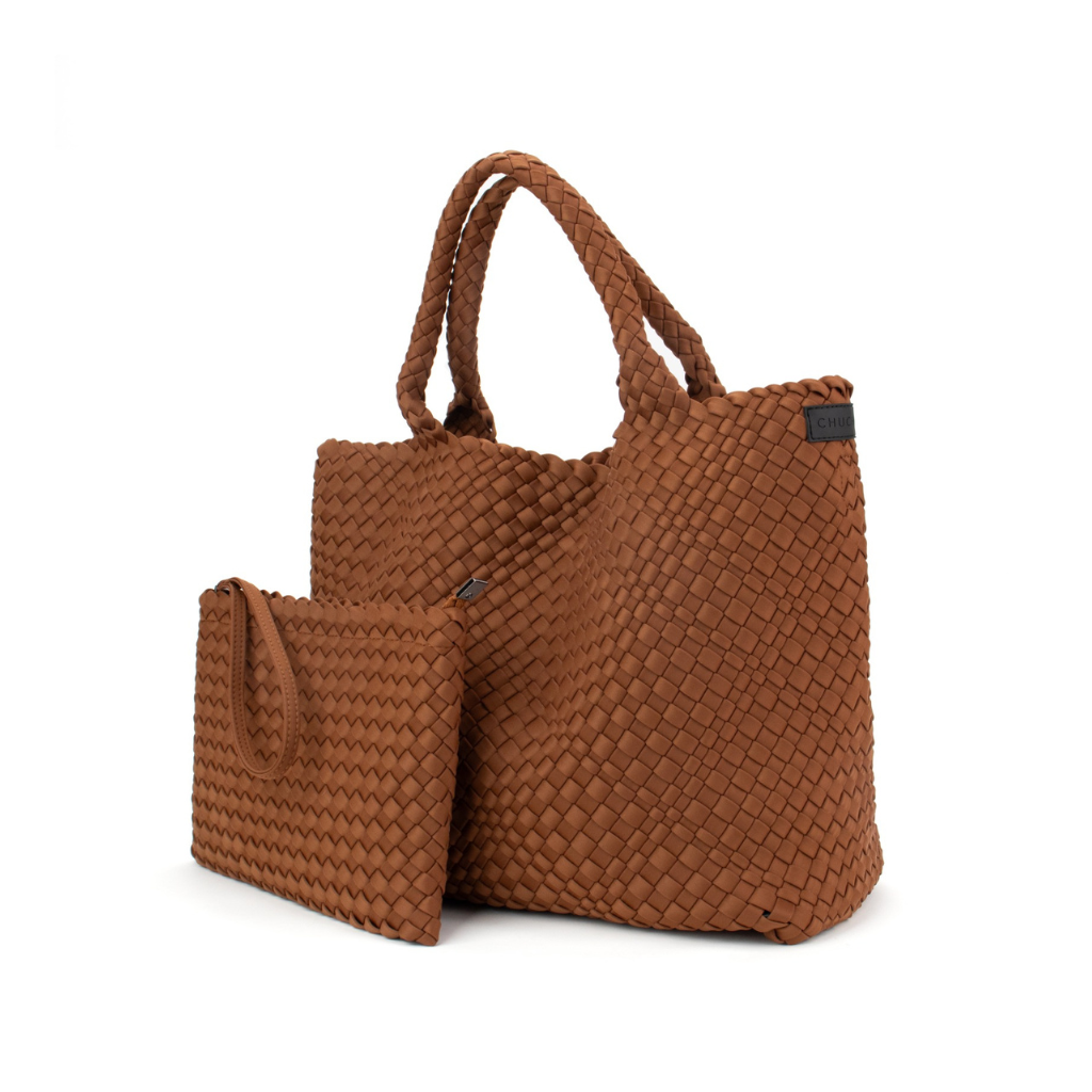 Woven Neoprene Large Tote - Caramel