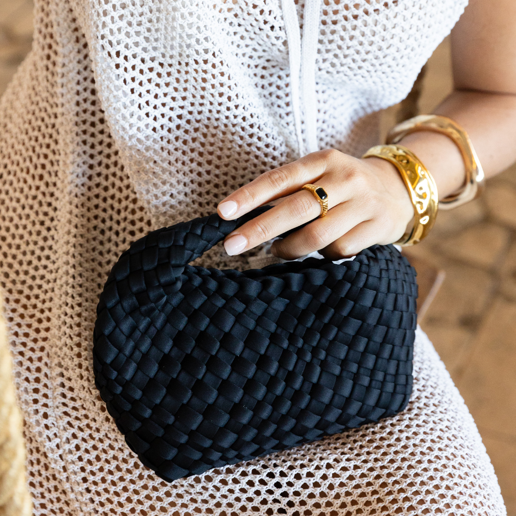 Woven Neoprene Tiny Tote - Black