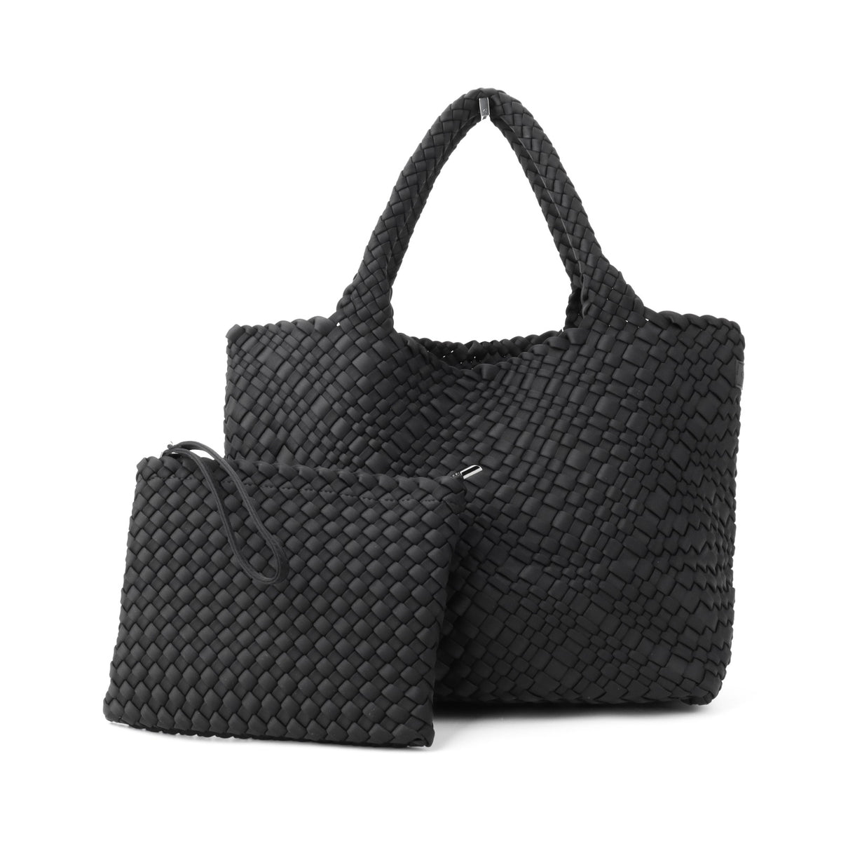Woven Large Neoprene Tote - Black