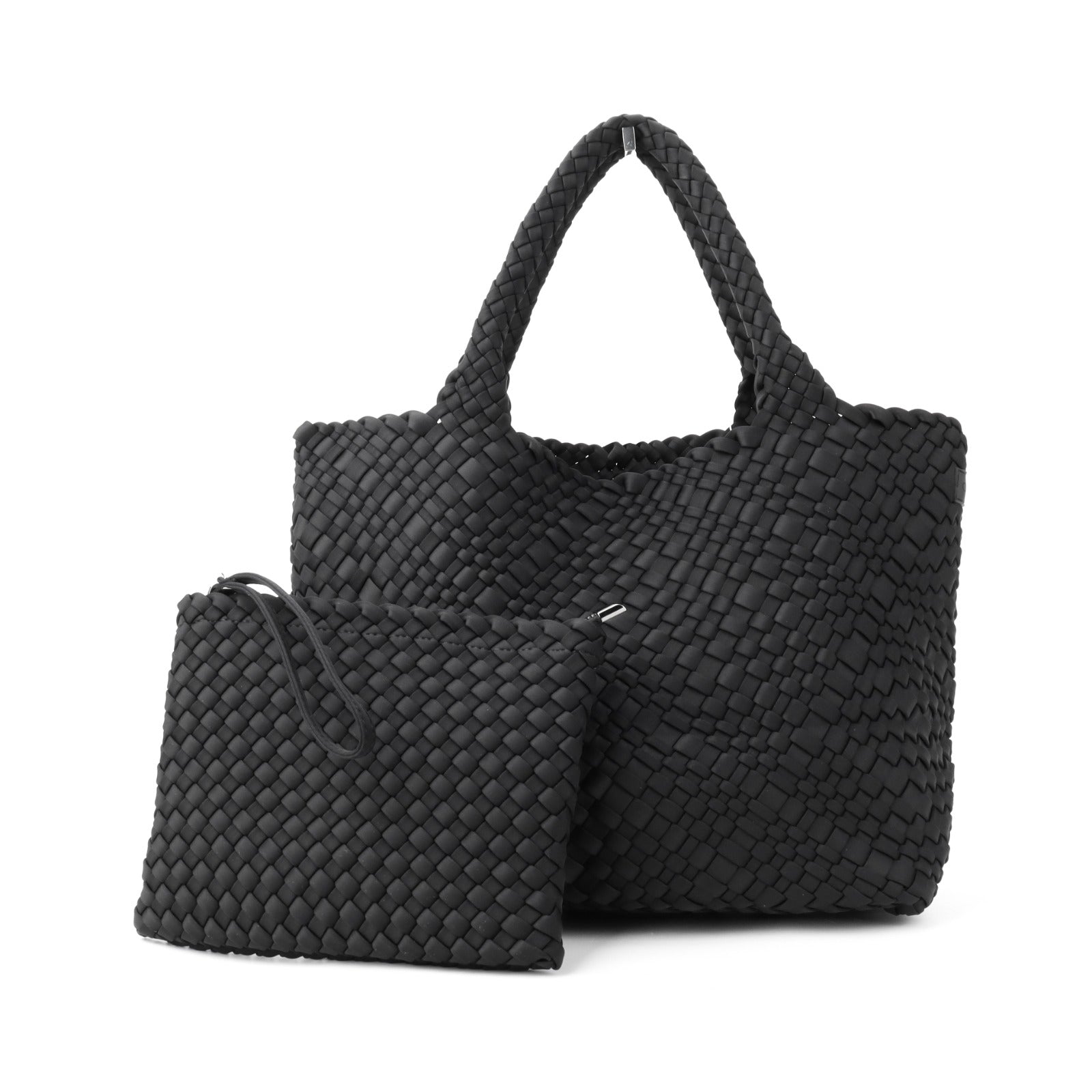 Woven Large Neoprene Tote - Black