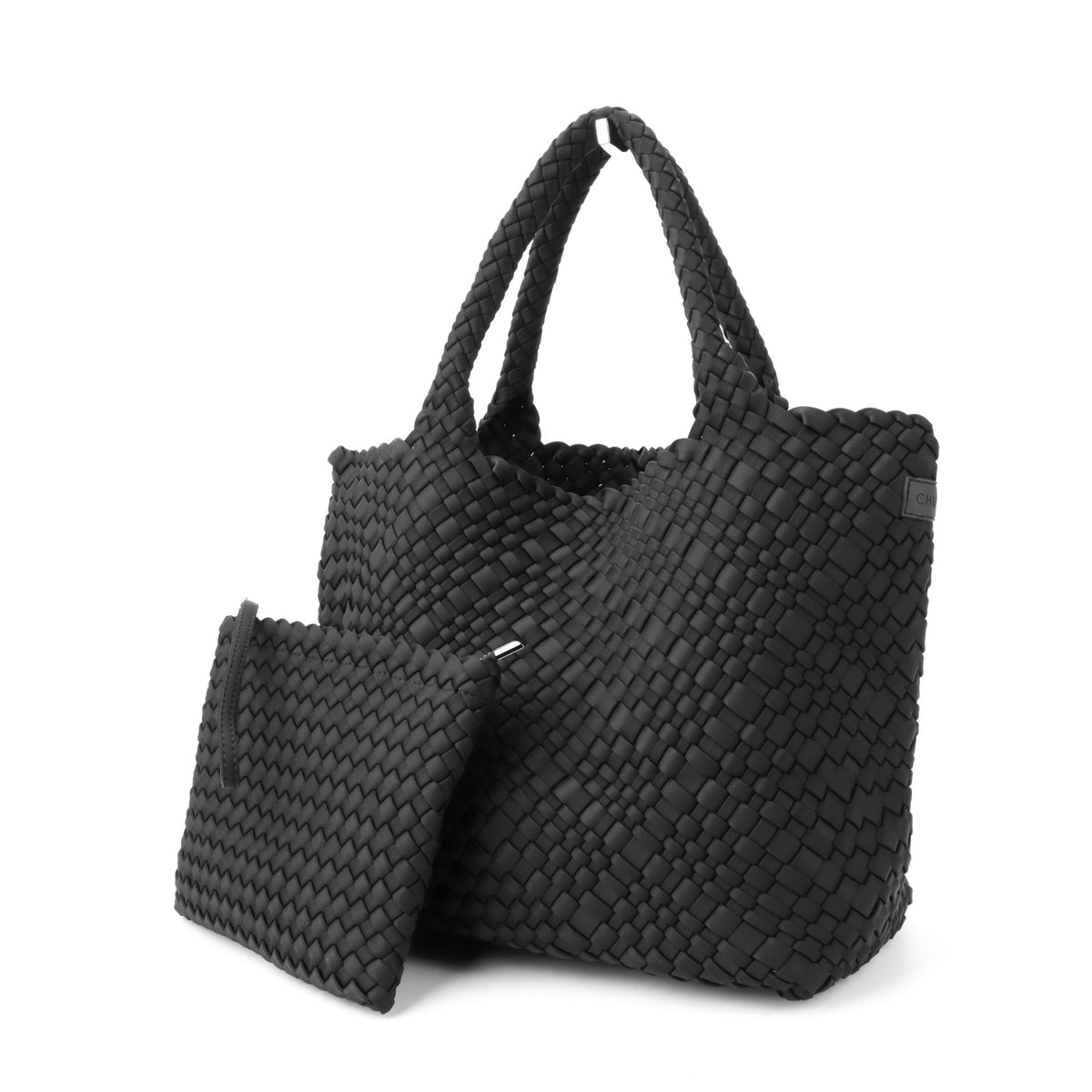 Woven Large Neoprene Tote - Black