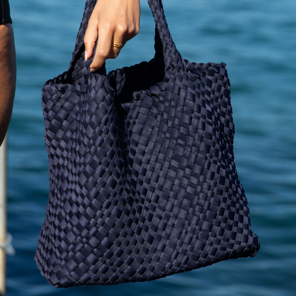 Woven Neoprene Large Tote Navy Chuchka