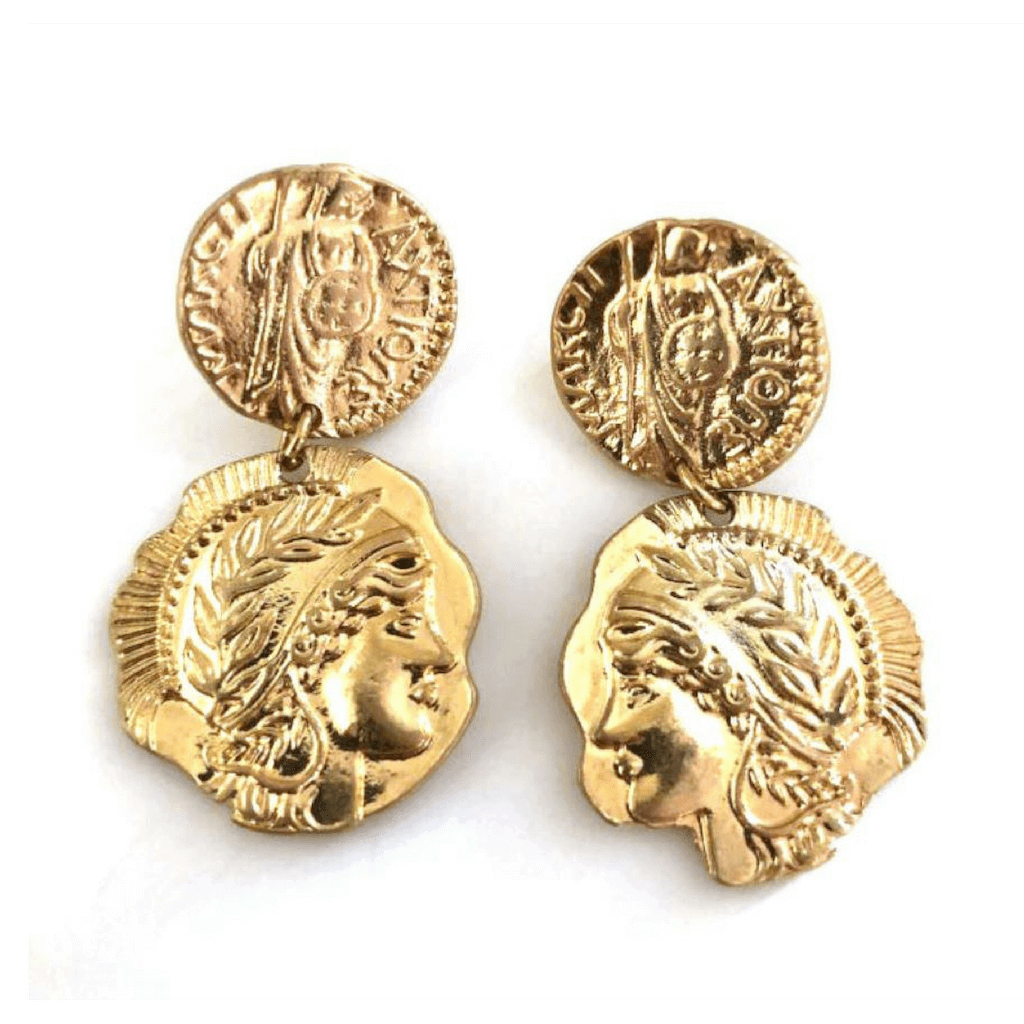 Gold Roman Drop Earrings - Chuchka