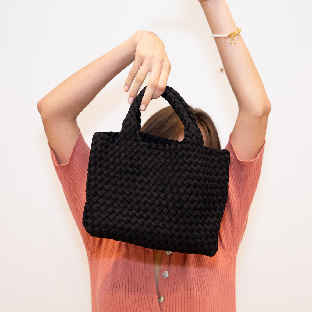 Black mini top tote bag
