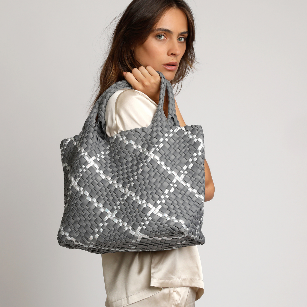 Large silver sales beach bag