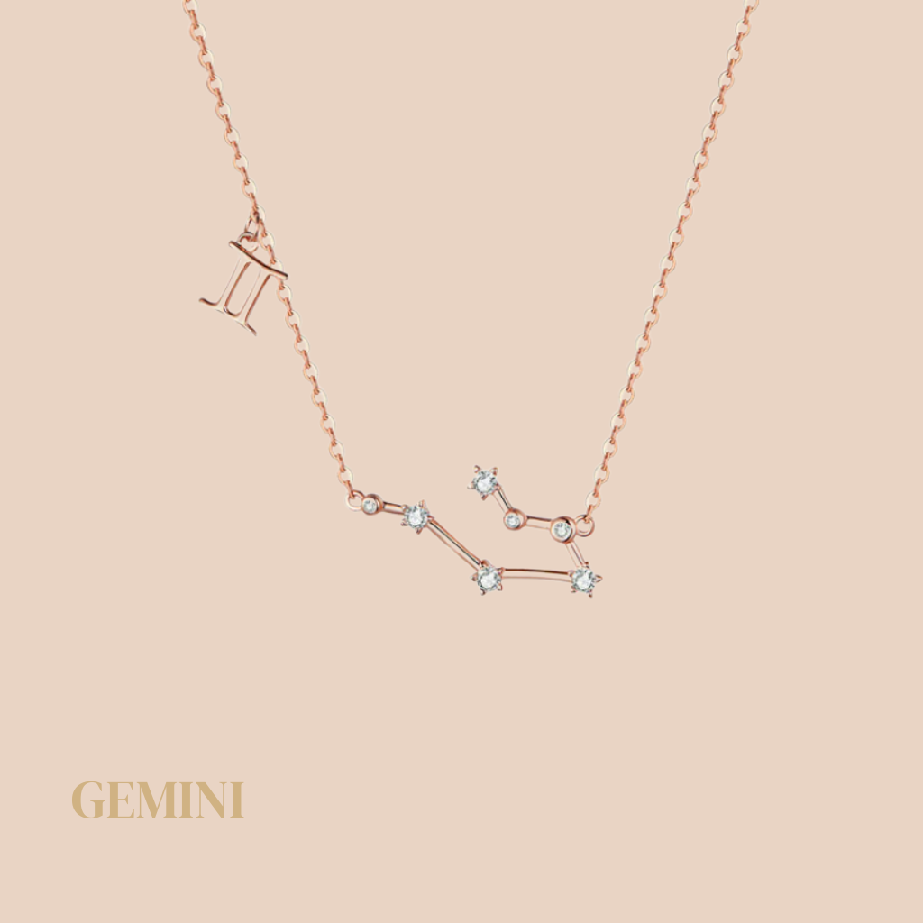 Gemini Constellation Necklace Rose Gold Chuchka