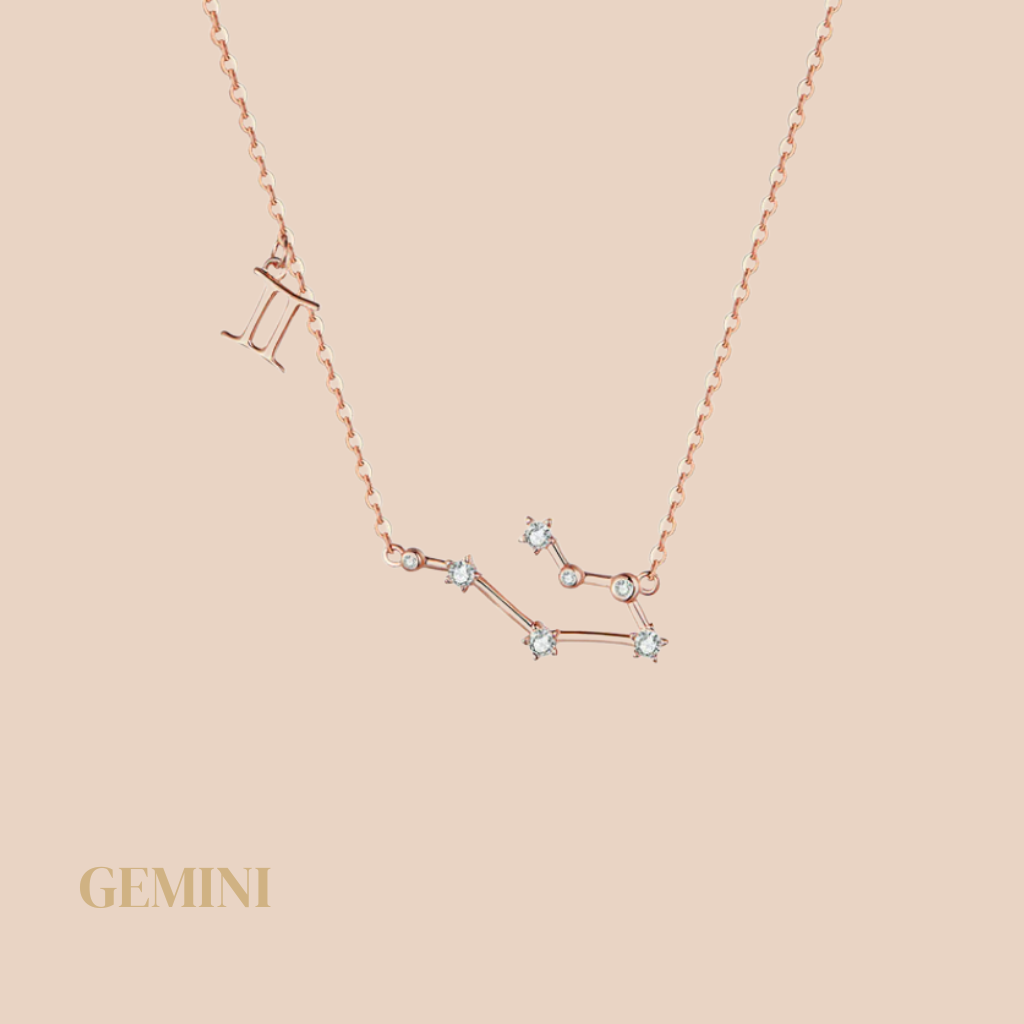 Gemini Constellation Necklace Rose Gold
