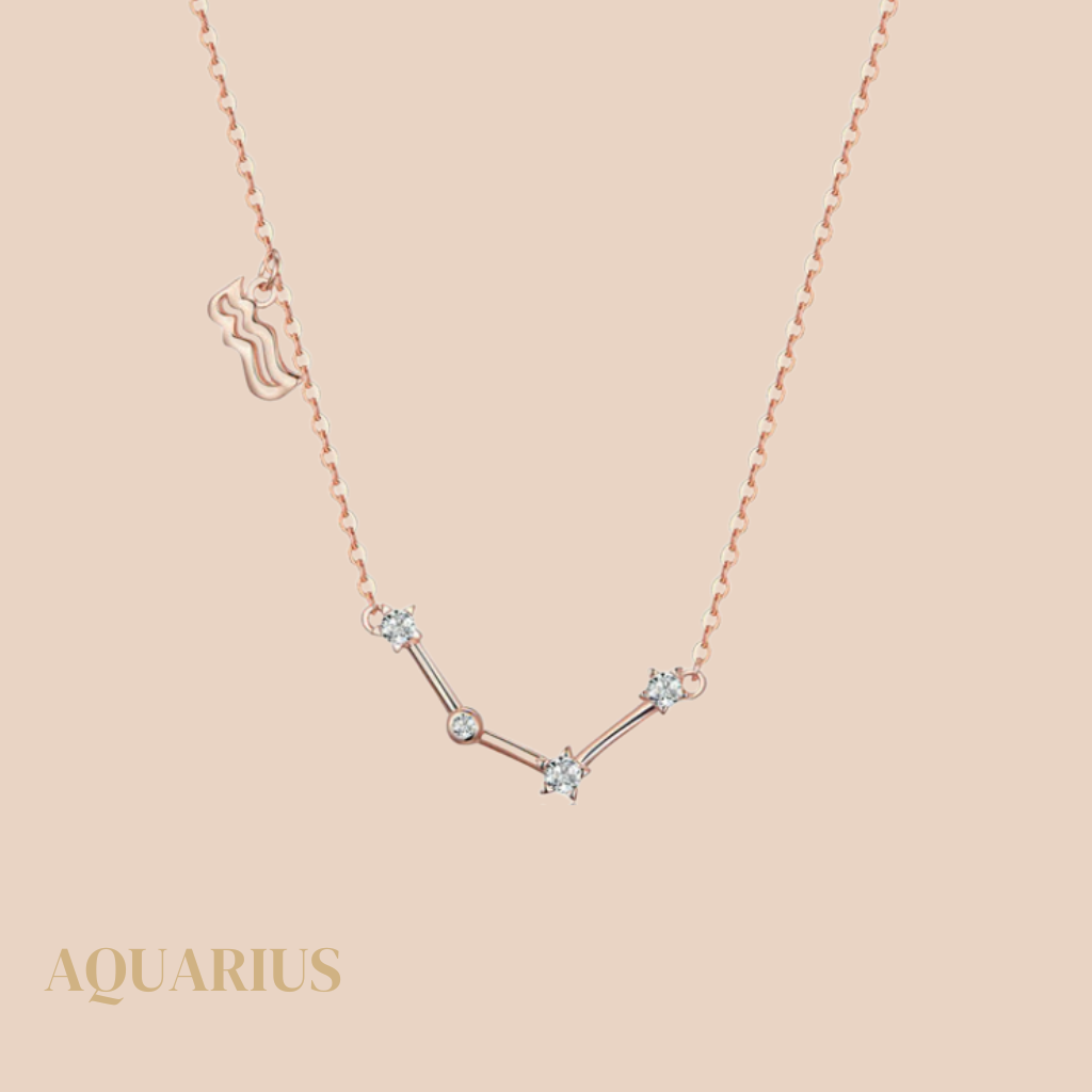 Aquarius Constellation Necklace Rose Gold