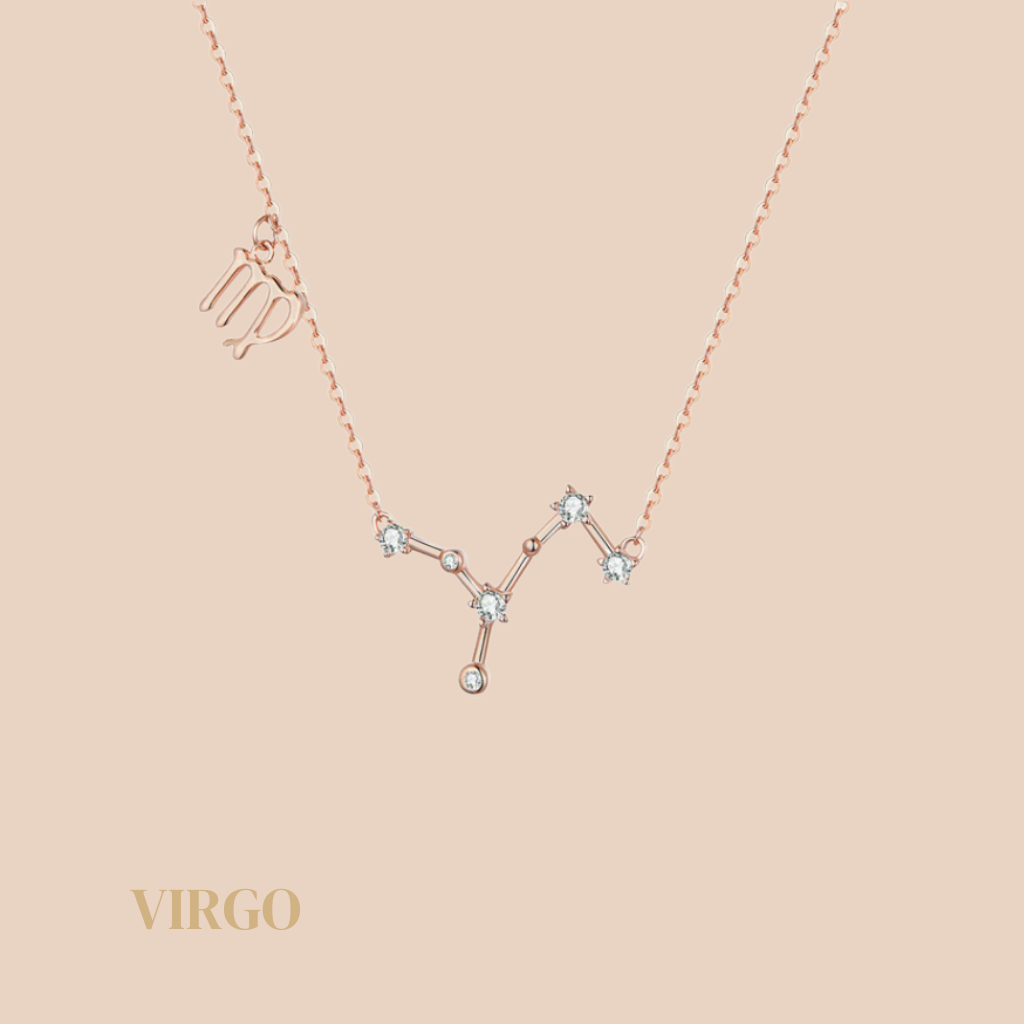 Virgo Constellation Necklace Rose Gold